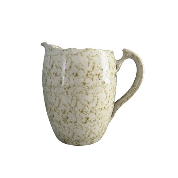 Vintage Stoneware 7” Pitcher Cream Brown Morton ? Pottery Vase Home Decor - Picture 2 of 13